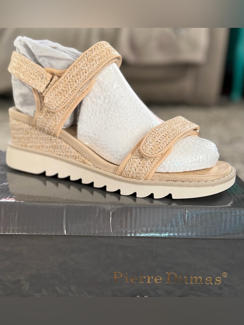 Pierre Dumas Expand-3 Woven Slingback Platform Sandals Gold Size 10 NIB
